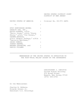 20060522-SHAC 7 Memorandum in Opposition to Post-Trial