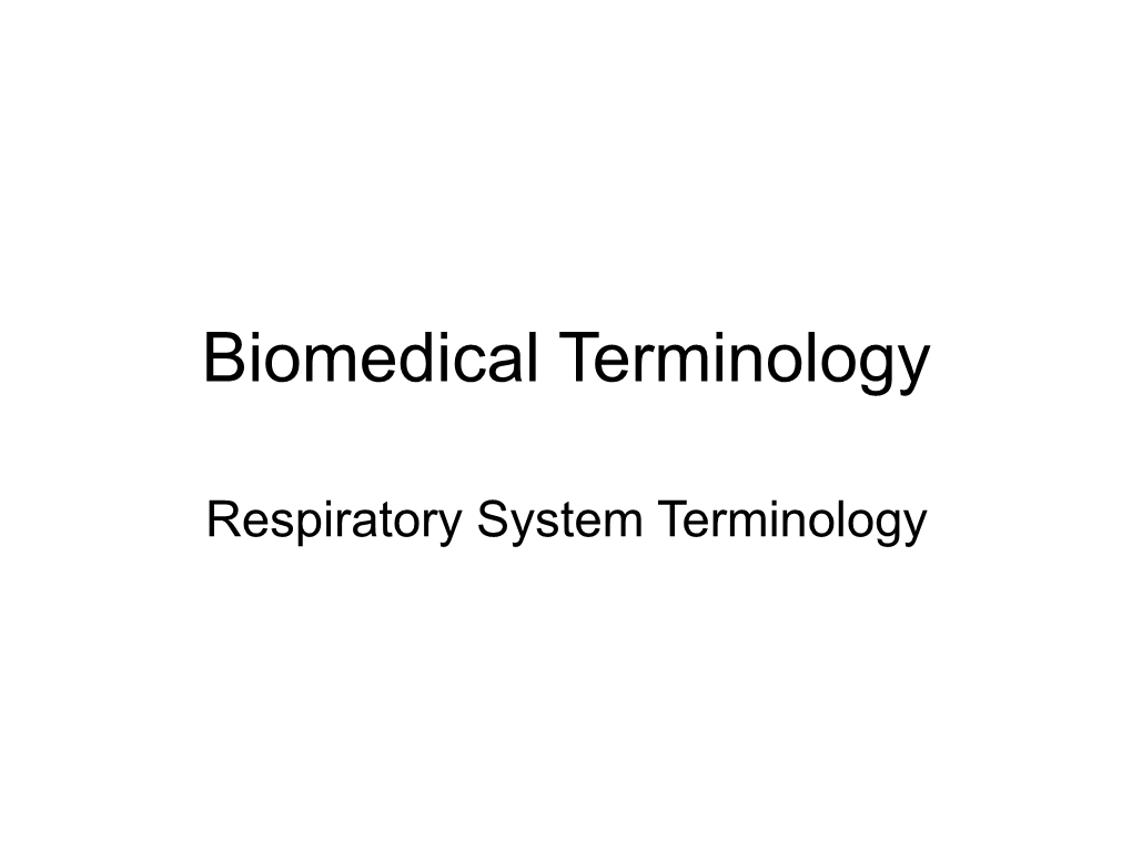 Biomedical Terminology