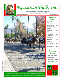 Equestrian Trails, Inc. Serving Equestrians Since 1944 Volume 13, Issue 12 December 2013