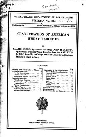 Classification of American Wheat Varieties