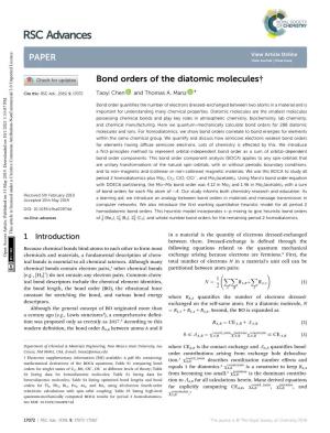 Bond Orders of the Diatomic Molecules†