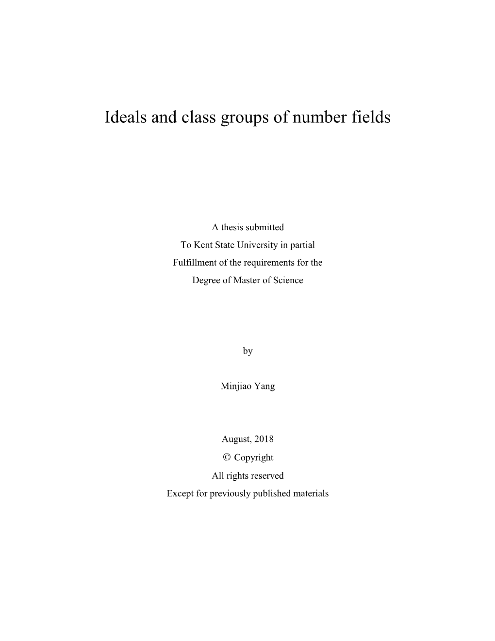 Ideals and Class Groups of Number Fields