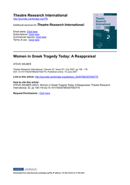 Theatre Research International Women in Greek