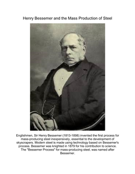 Henry Bessemer and the Mass Production of Steel