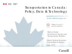 Transportation in Canada: Policy, Data & Technology