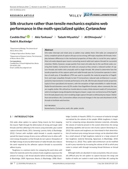 Silk Structure Rather Than Tensile Mechanics Explains Web Performance in the Moth-Specialized Spider, Cyrtarachne