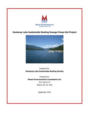Kootenay Lake Sustainable Boating Sewage Pump-Out Project