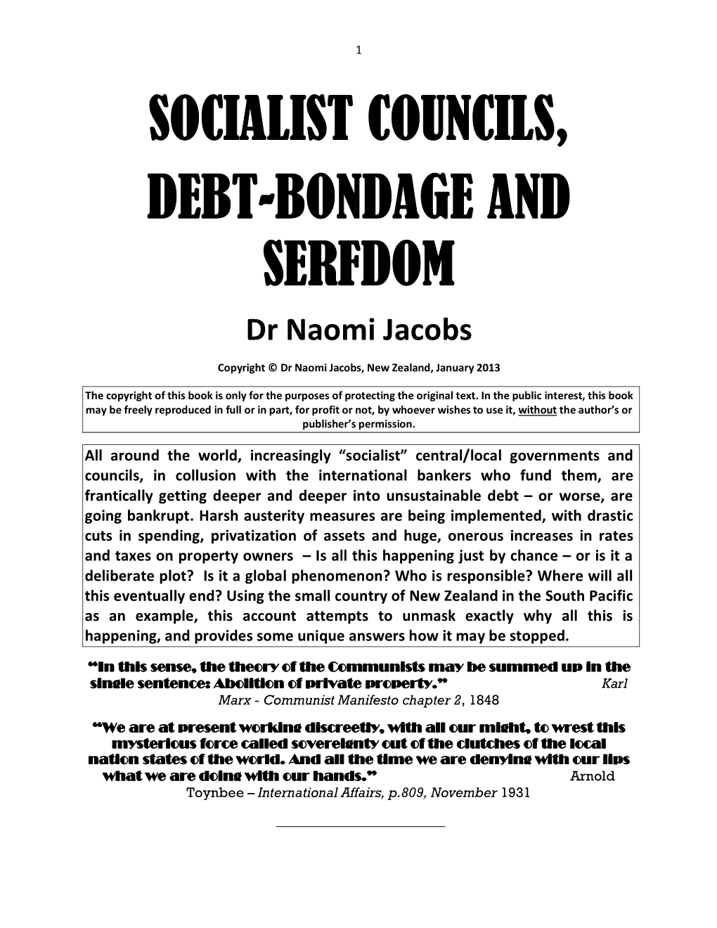 Socialist Councils, Debt-Bondage and Serfdom