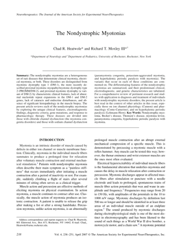 The Nondystrophic Myotonias