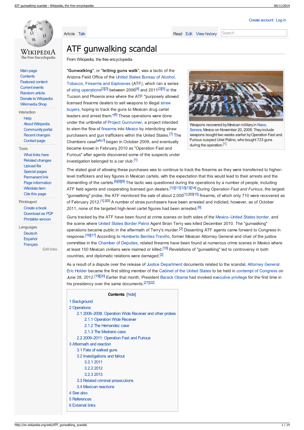 ATF Gunwalking Scandal - Wikipedia, the Free Encyclopedia 06/11/2014