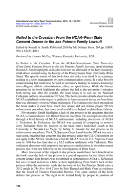 Nailed to the Crossbar: from the NCAA–Penn State Consent Decree to the Joe Paterno Family Lawsuit