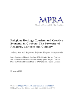 Religious Heritage Tourism and Creative Economy in Cirebon: the Diversity of Religious, Cultures and Culinary