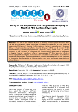 Study on the Preparation and Drug Release Property of Modified PEG-DA Based Hydrogels