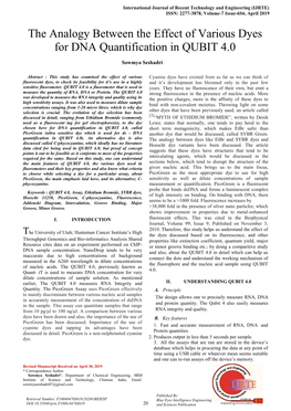 The Analogy Between the Effect of Various Dyes for DNA Quantification in QUBIT 4.0