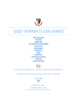 Golf Formats Explained
