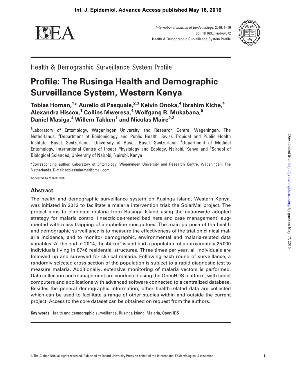 The Rusinga Health and Demographic