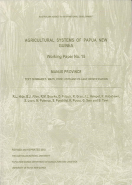 Agricultural Systems of Papua New Guinea