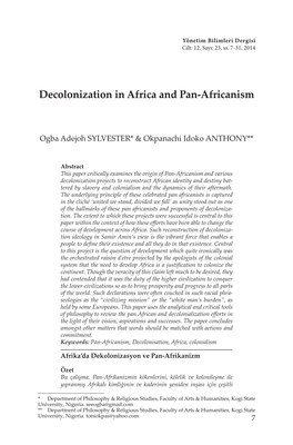 Decolonization in Africa and Pan-Africanism