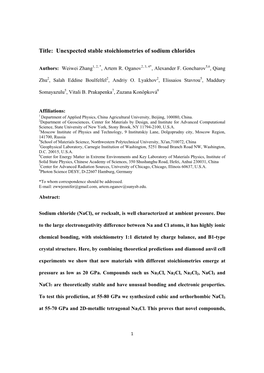 Title: Unexpected Stable Stoichiometries of Sodium Chlorides