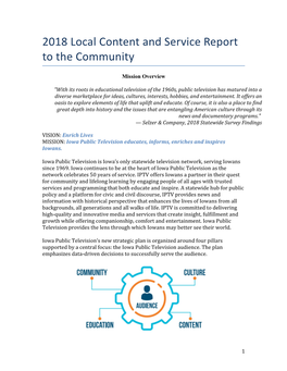 2018 Local Content and Service Report to the Community