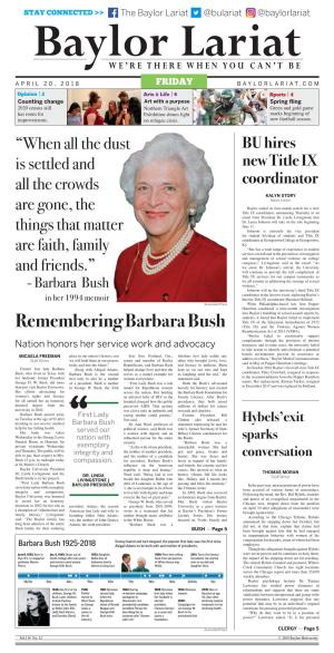 Remembering Barbara Bush (Title IX) and the Violence Against Women Reauthorization Act of 2013 (VAWA)