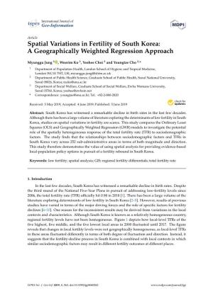 Spatial Variations in Fertility of South Korea: a Geographically Weighted Regression Approach