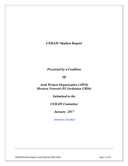 Shadow Report to the CEDAW Committee