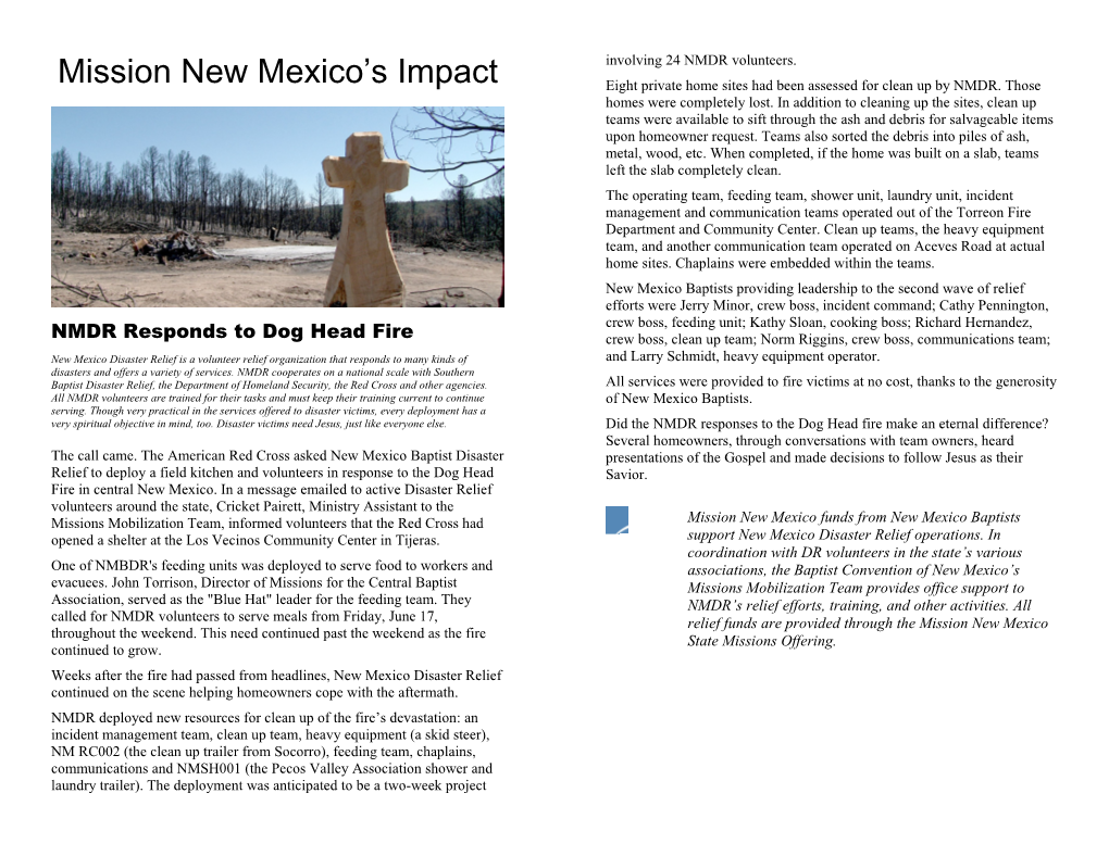 Mission New Mexico S Impact