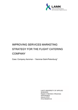 Improving Services Marketing Strategy for the Flight Catering Company