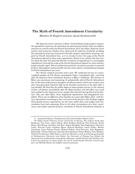 The Myth of Fourth Amendment Circularity Matthew B