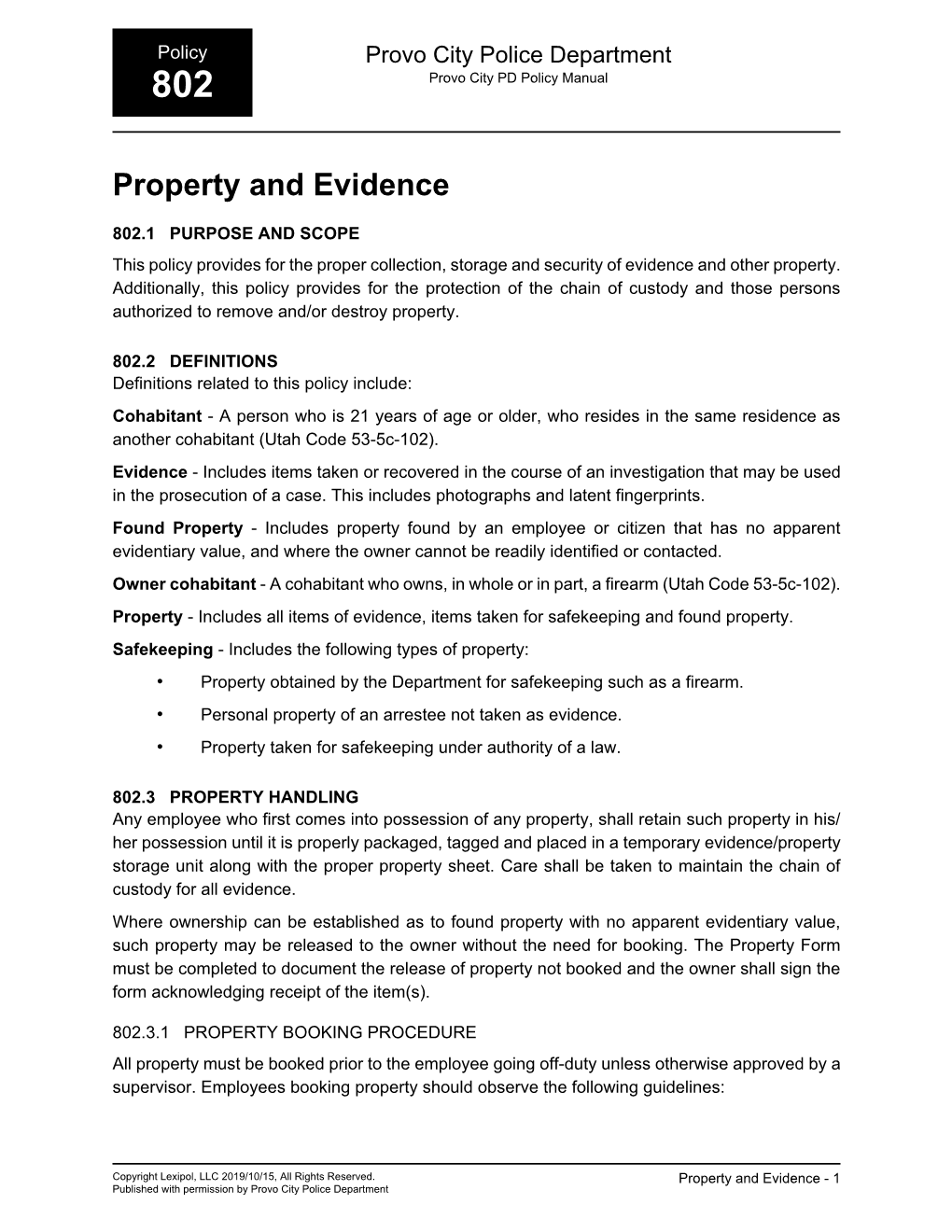 Property and Evidence