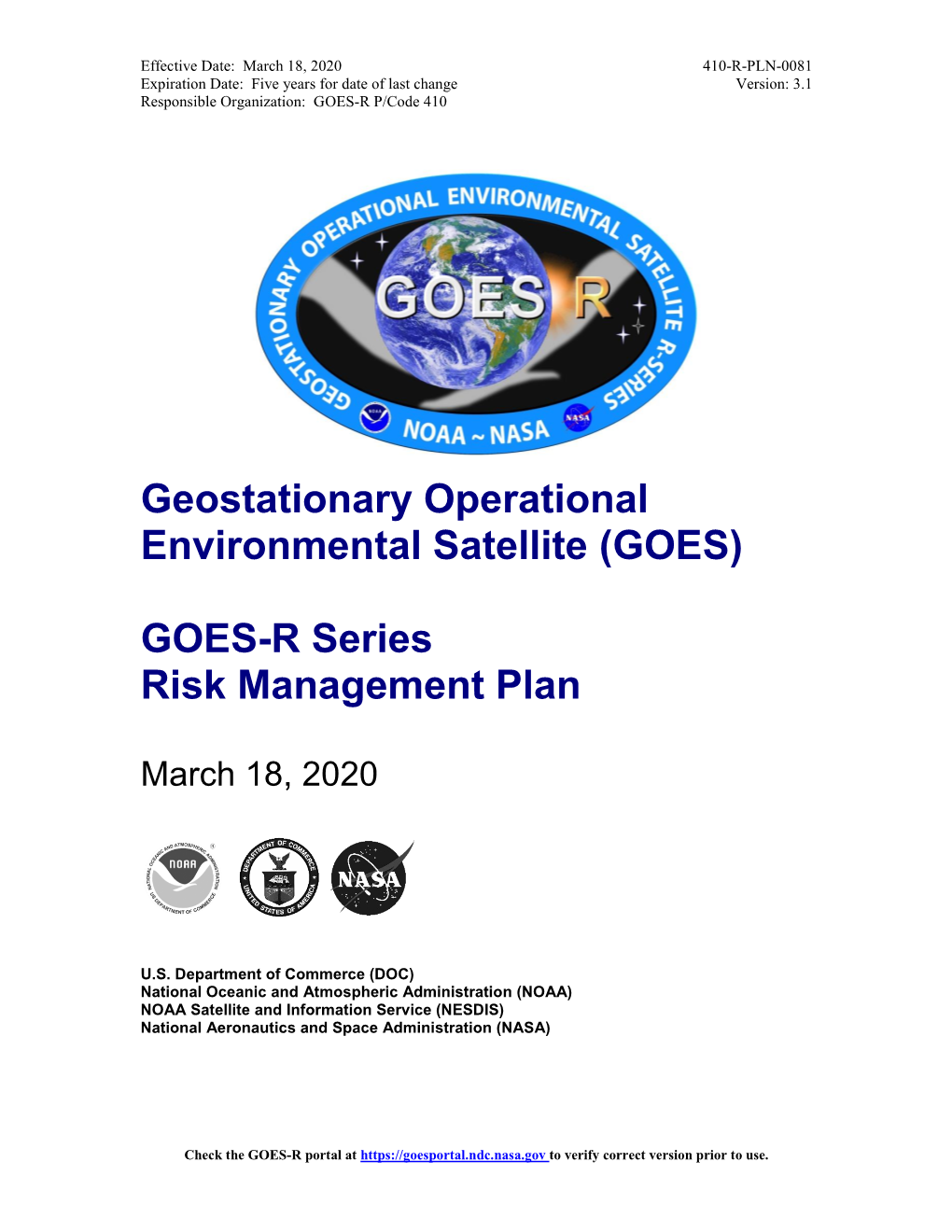 GOES-R Series Risk Management Plan