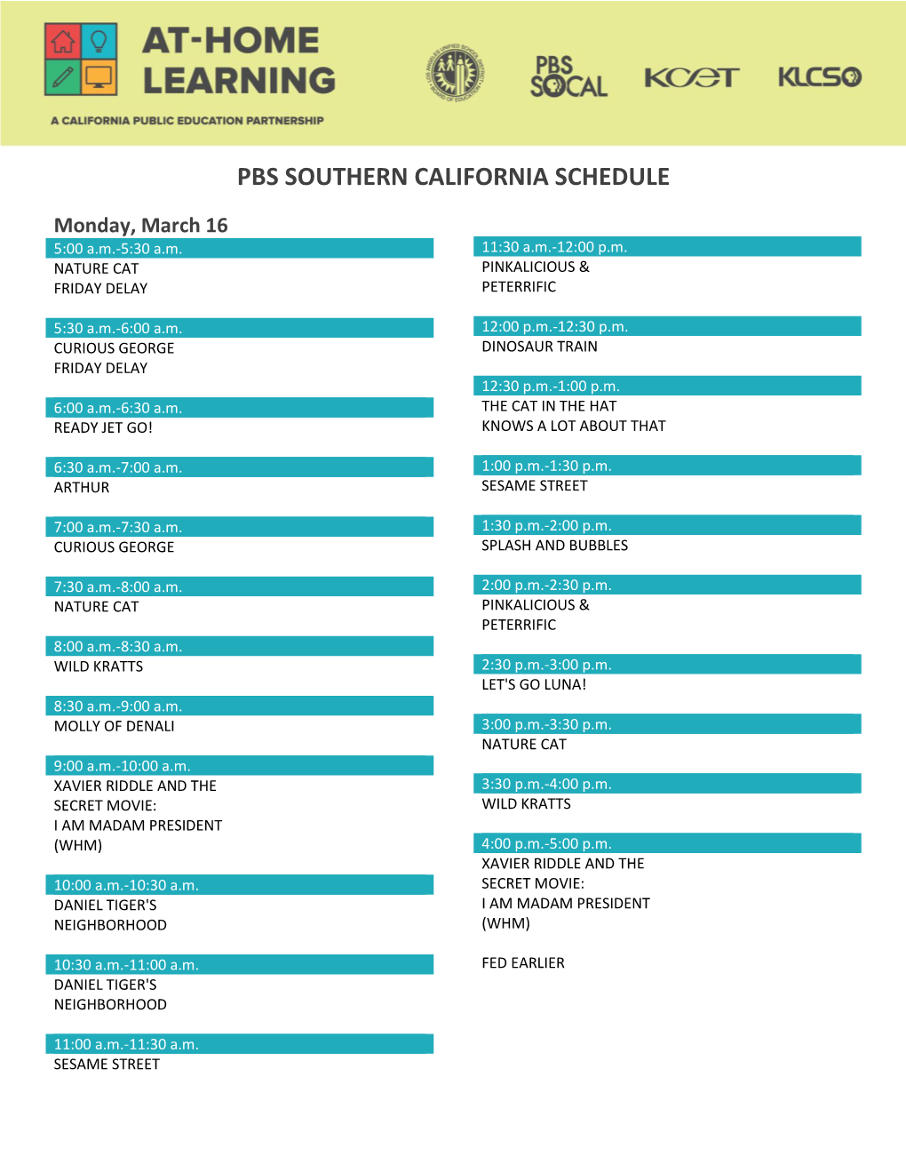 Pbs Southern California Schedule
