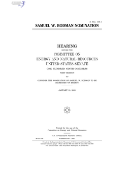 Samuel W. Bodman Nomination Hearing