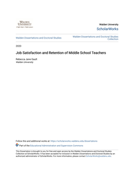 Job Satisfaction and Retention of Middle School Teachers