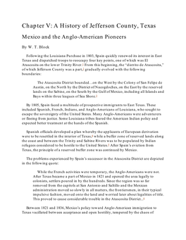 Chapter V: a History of Jefferson County, Texas Mexico and the Anglo-American Pioneers