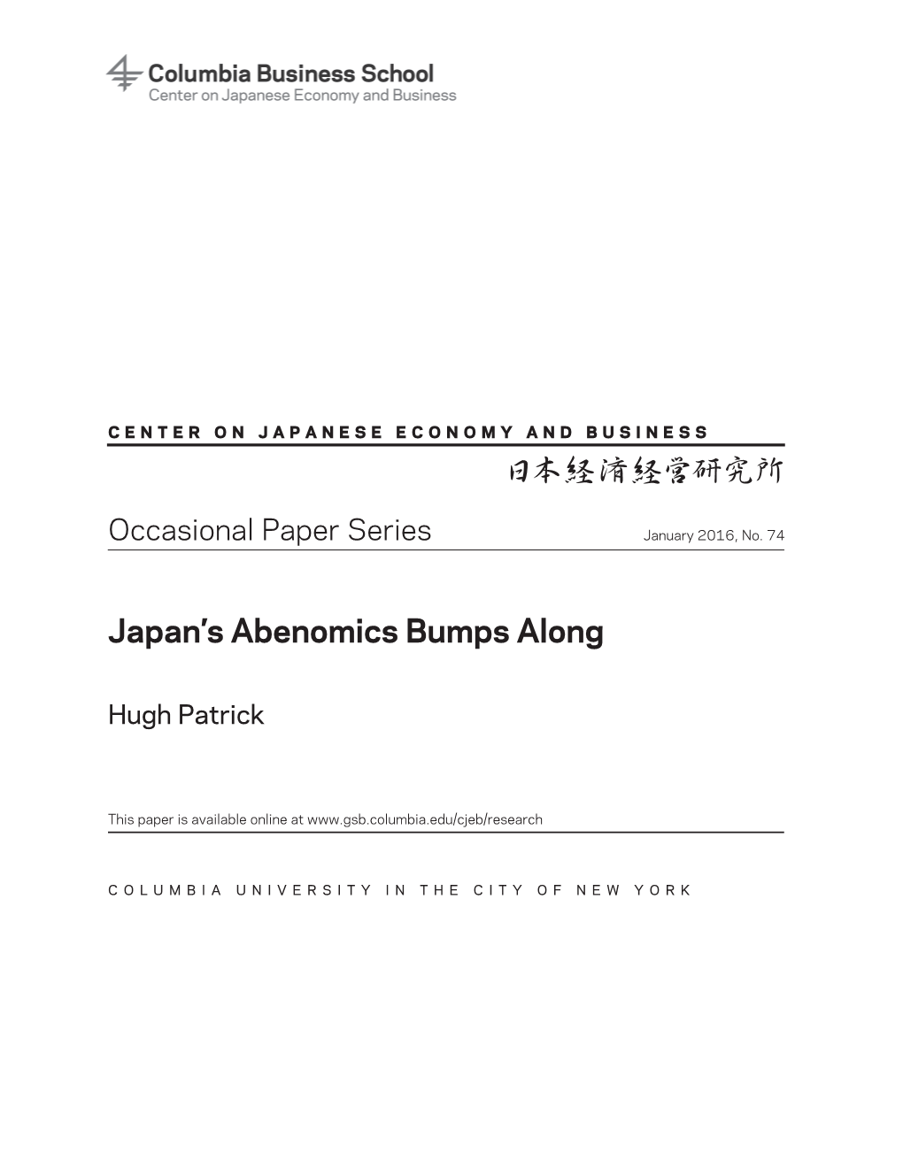 Japan's Abenomics Bumps Along