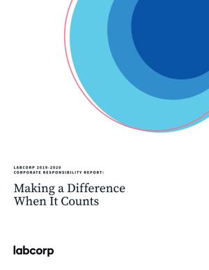 CORPORATE RESPONSIBILITY REPORT: Making a Difference When It Counts Table of Contents