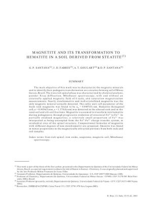 Magnetite and Its Transformation to Hematite in a Soil Derived from Steatite 33