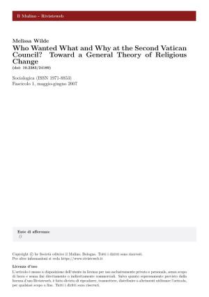 Who Wanted What and Why at the Second Vatican Council? Toward a General Theory of Religious Change (Doi: 10.2383/24189)