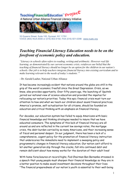 Teaching Financial Literacy Education Needs to Be on the Forefront of Economic Policy and Education