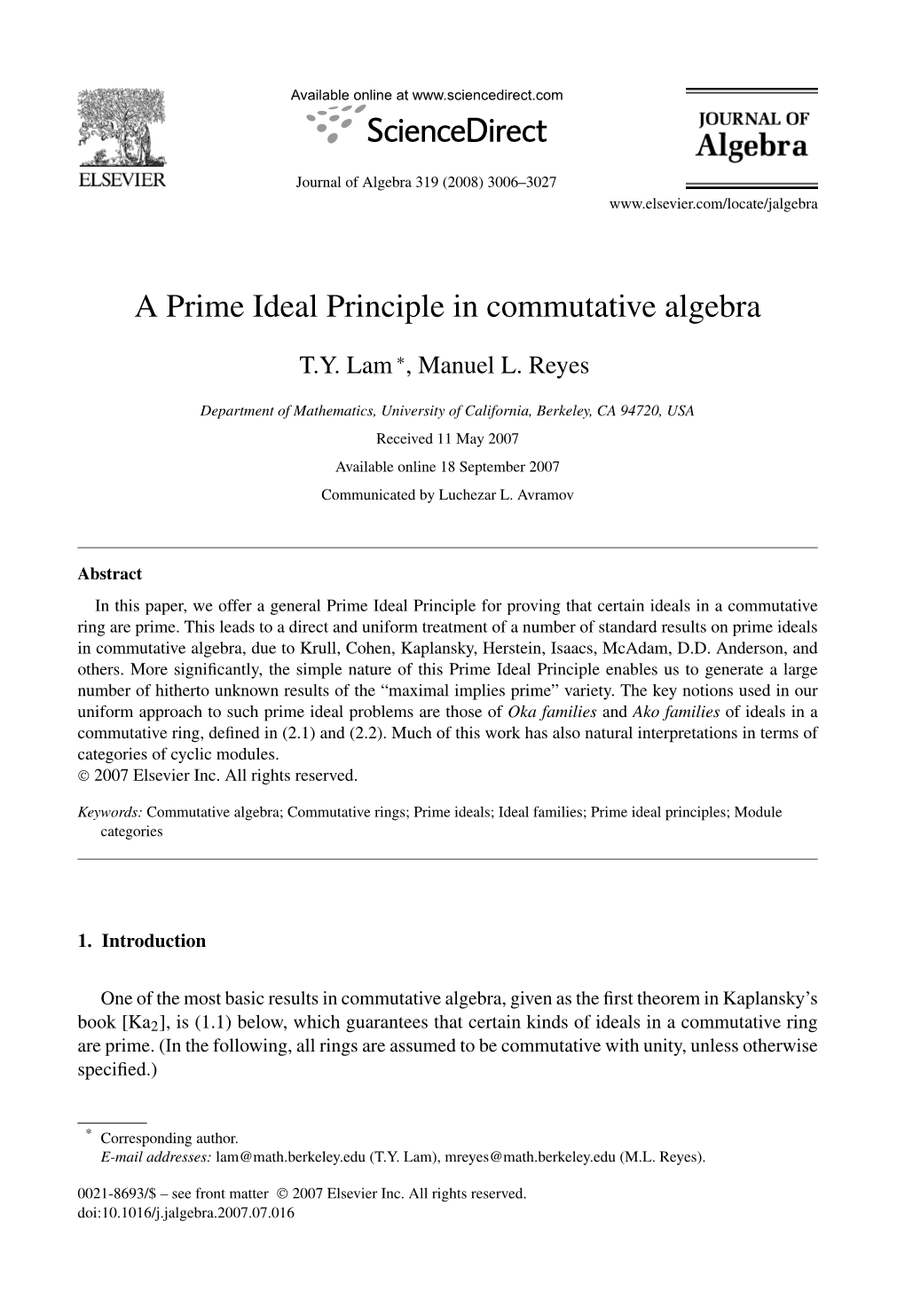 A Prime Ideal Principle in Commutative Algebra