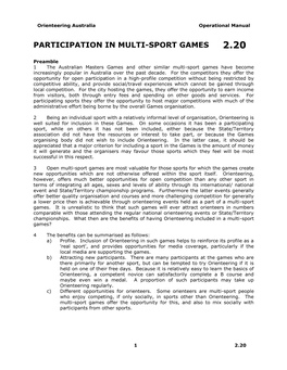 Participation in Multi-Sport Games 2.20
