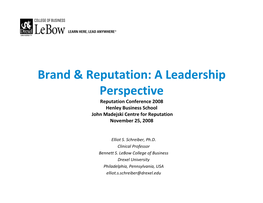 Brand & Reputation: a Leadership Perspective