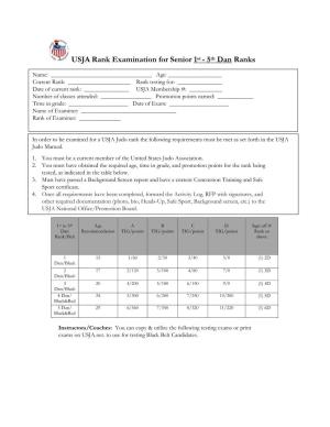 USJA Rank Examination for Senior 1St - 5Th Dan Ranks