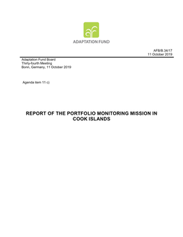 Report of the Portfolio Monitoring Mission in Cook Islands