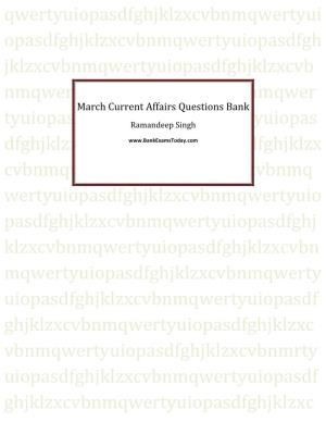March Current Affairs Questions Bank