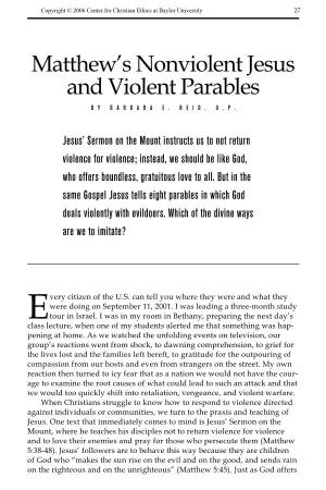 Matthew's Nonviolent Jesus and Violent Parables