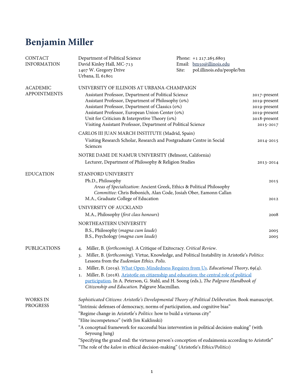 Benjamin Miller.Master CV.Updated 07072020