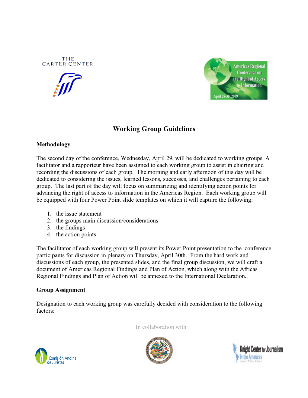 Working Group Guidelines